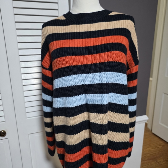 Striped Knit Sweater in Black, Orange, and Blue - Picture 4 of 5